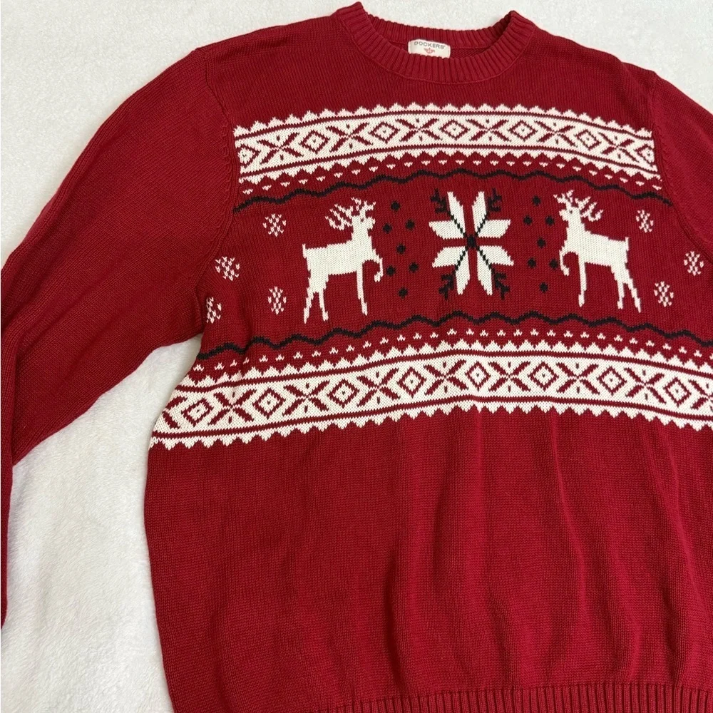 Dockers Festive Red Crewneck Sweater